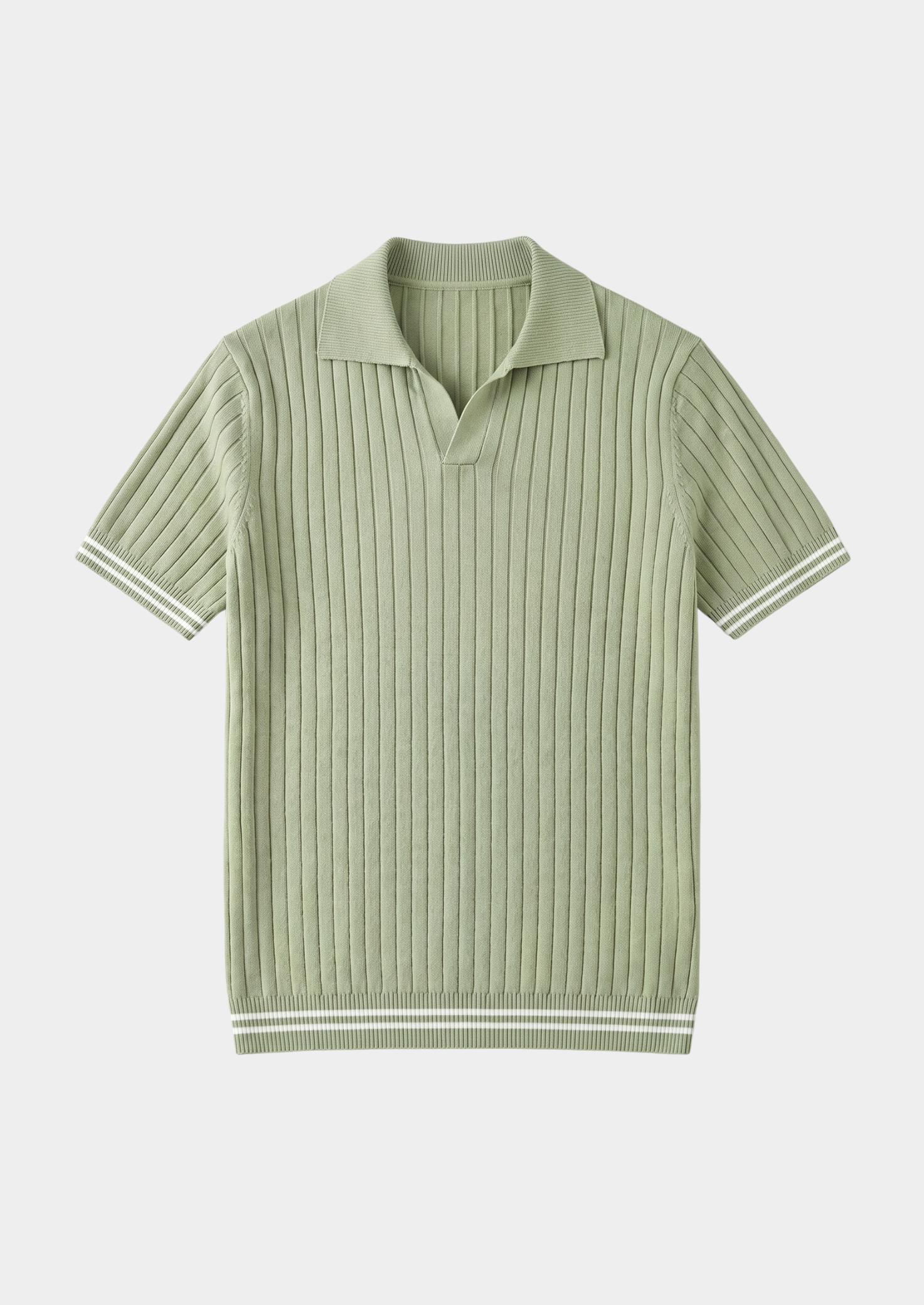 PIERRE LIGHT BLUE RIBBED BUTTONLESS POLO