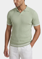 PIERRE LIGHT BLUE RIBBED BUTTONLESS POLO