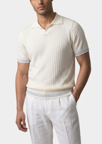 PIERRE LIGHT BLUE RIBBED BUTTONLESS POLO