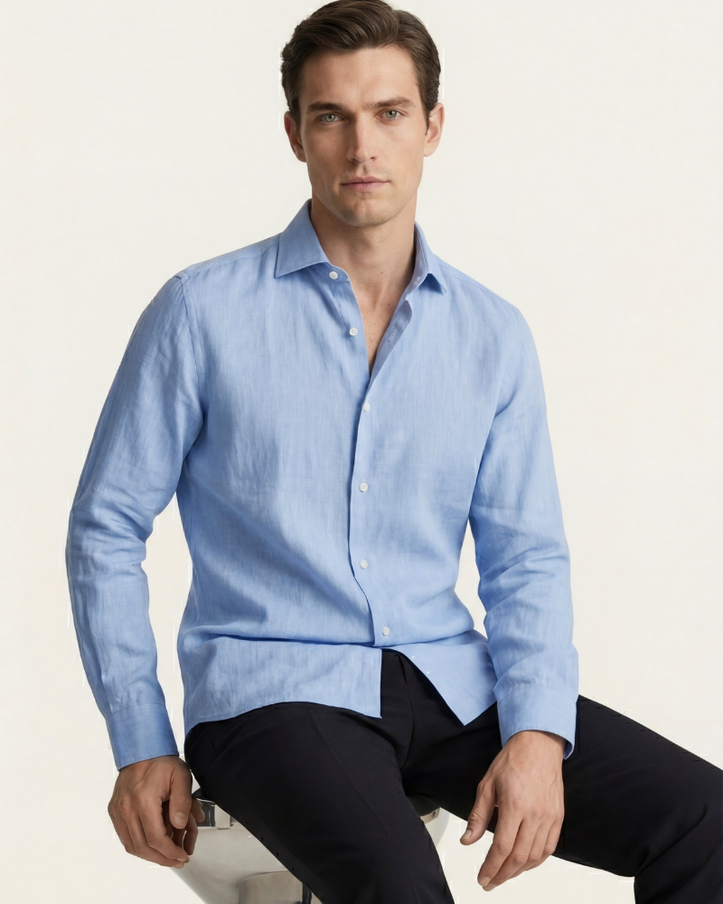 CAPRI LINEN SHIRT - SEA BLUE