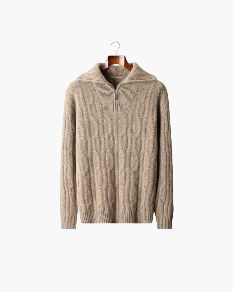 CASHMERE CABLE HALF ZIP