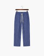 VIENA STRIPE LINEN TROUSERS - BLUE