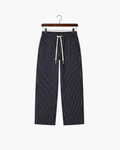 VIENA STRIPE LINEN TROUSERS - NAVY