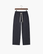 VIENA STRIPE LINEN TROUSERS - NAVY