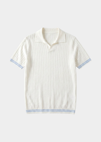 PIERRE IVORY RIBBED BUTTONLESS POLO