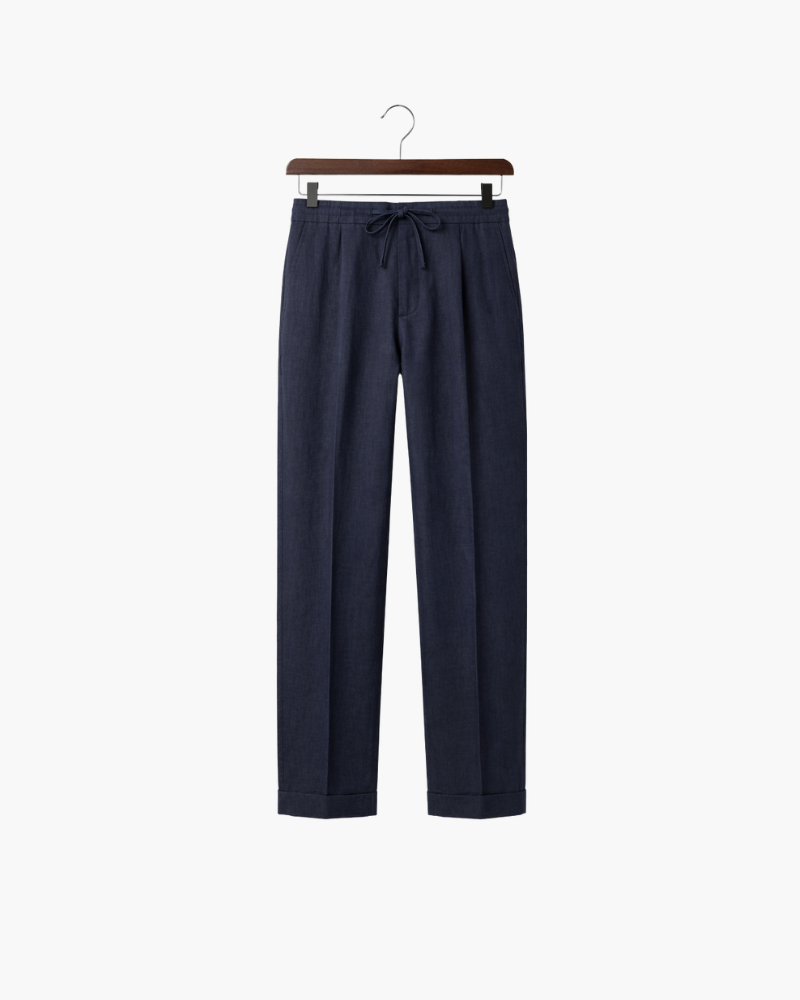SILANA LINEN TROUSERS - NAVY BLUE