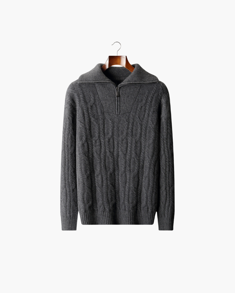 CASHMERE CABLE HALF ZIP