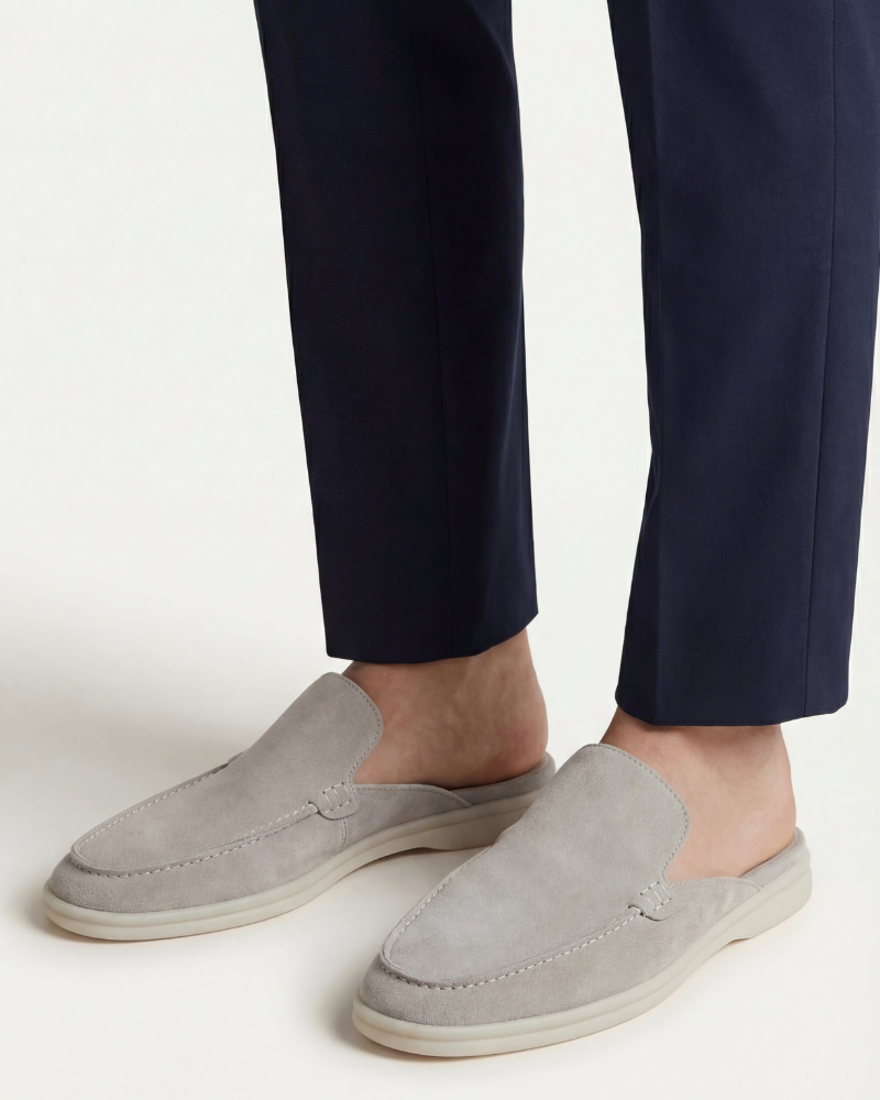 PORTSIDE SUEDE MULE - LIGHT GREY