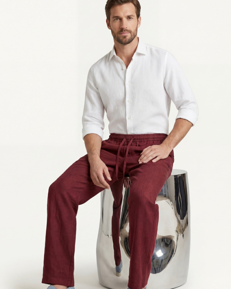 CATANIA LINEN TROUSERS - RED