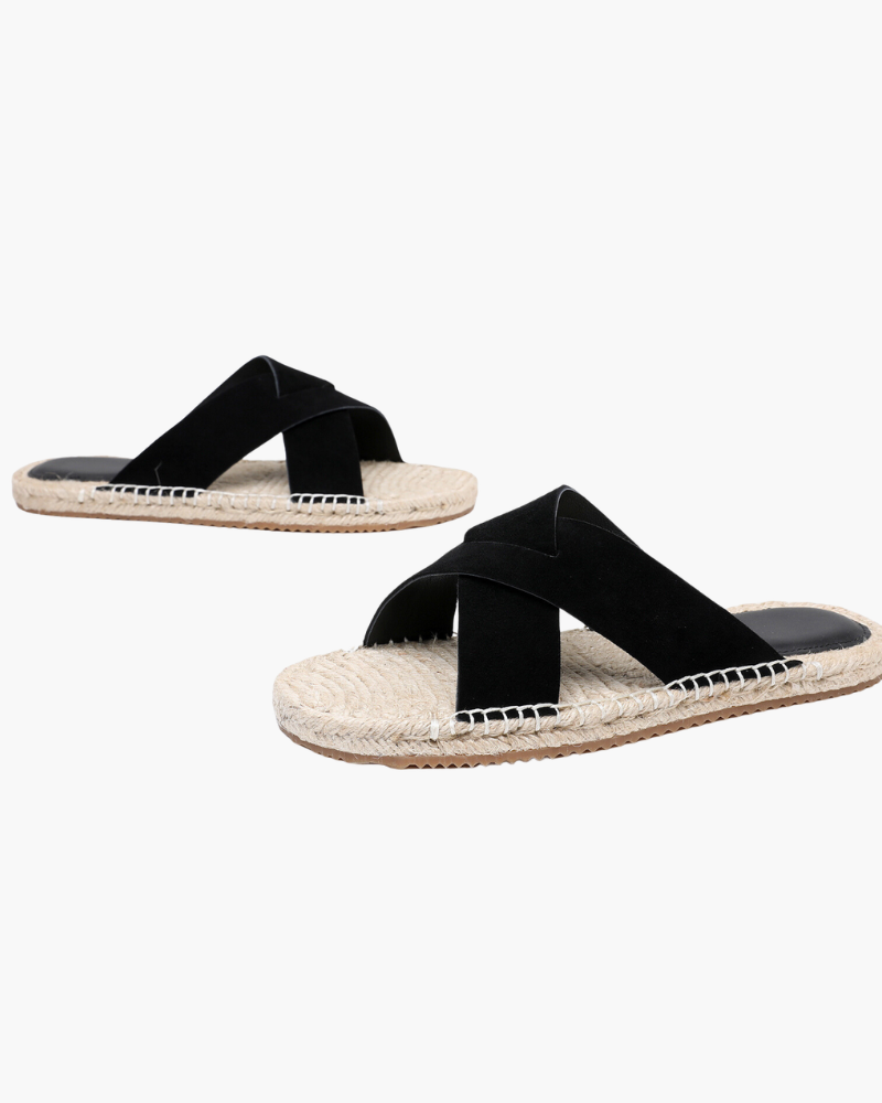 SHEEP SUEDE SANDAL - BLACK