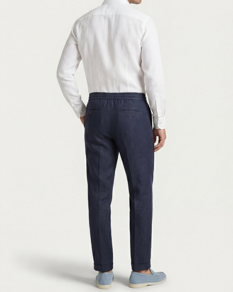 SILANA LINEN TROUSERS - NAVY BLUE
