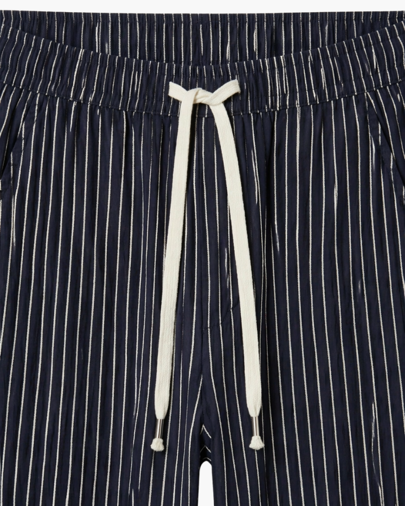 VIENA STRIPE LINEN TROUSERS - NAVY