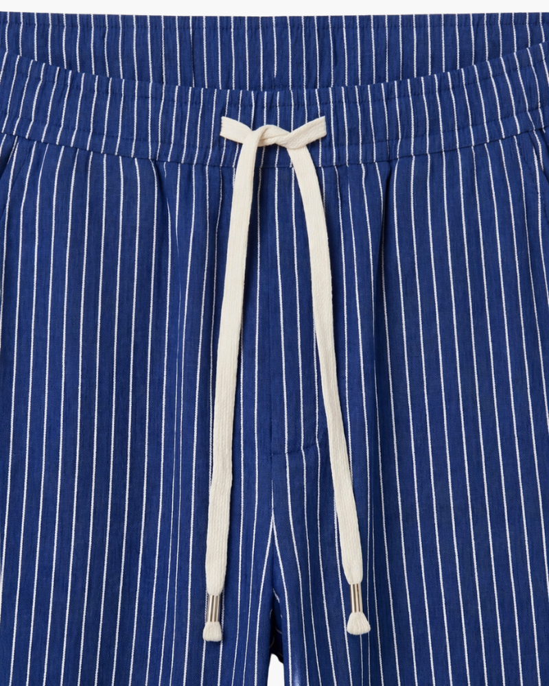 VIENA STRIPE LINEN TROUSERS - BLUE