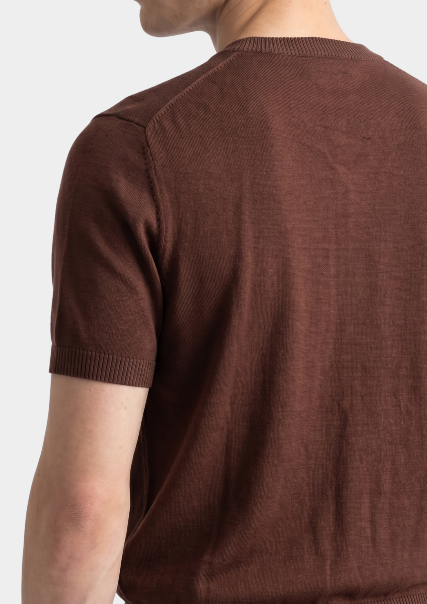 ESSENTIAL COFFEE KNITTED CREWNECK T-SHIRT