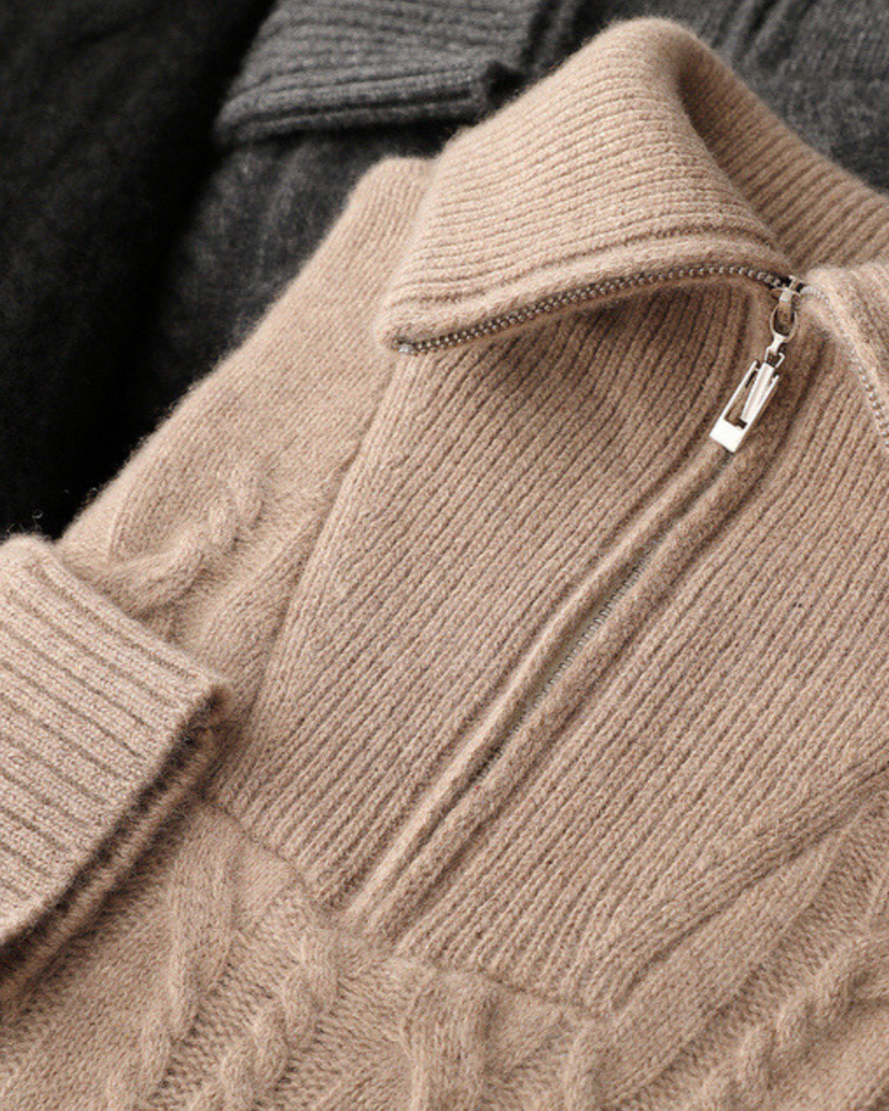 CASHMERE CABLE HALF ZIP