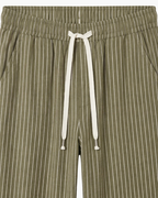 VIENA STRIPE LINEN TROUSERS - OLIVE