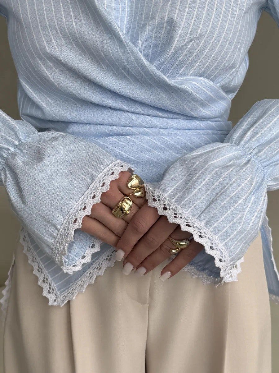 Lumina Lace Trim Wrap Shirt™