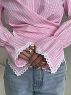 Lumina Lace Trim Wrap Shirt™