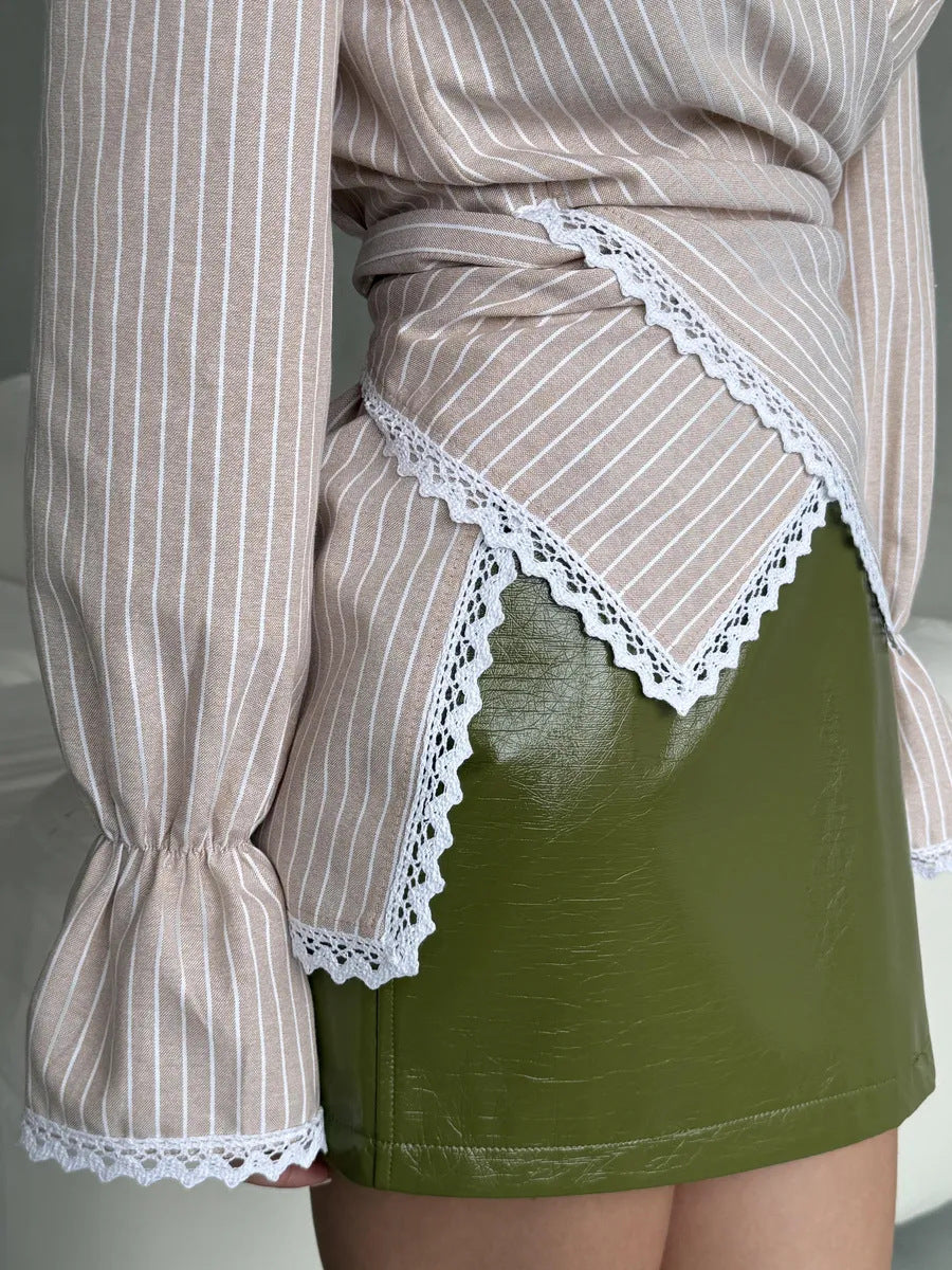 Lumina Lace Trim Wrap Shirt™