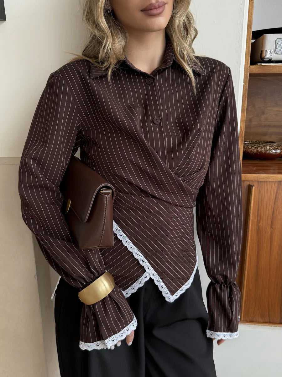 Lumina Lace Trim Wrap Shirt™