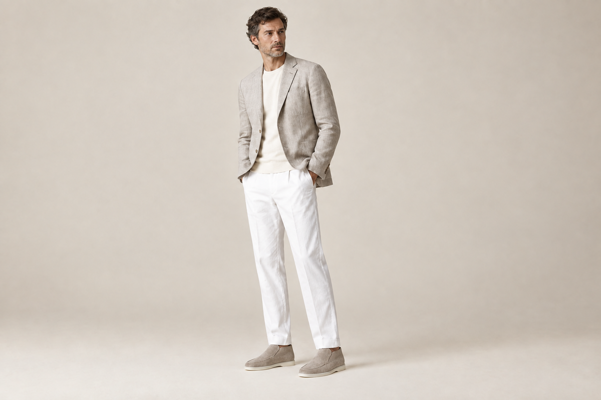 Men’s model around age 38 wearing the referenced shoes